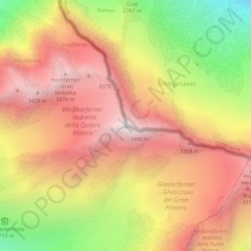 Mappa topografica Hochfeiler, altitudine, rilievo