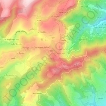 Mappa topografica Le Recou, altitudine, rilievo
