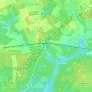 Mappa topografica Lüneburger Heide, altitudine, rilievo