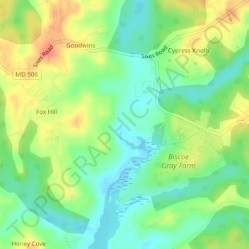 Mappa topografica Cypress Swamp, altitudine, rilievo