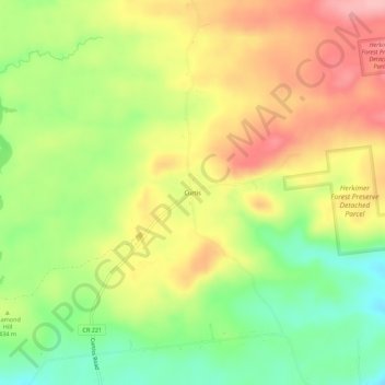 Mappa topografica Curtis, altitudine, rilievo