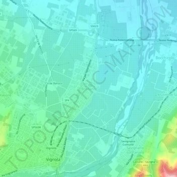 Mappa topografica Brodano, altitudine, rilievo
