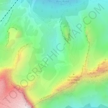 Mappa topografica Vallon d'Ane, altitudine, rilievo
