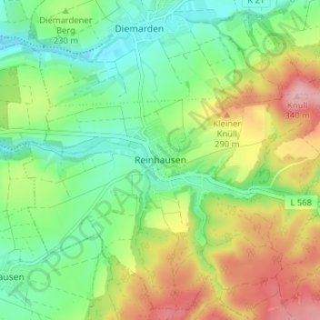Mappa topografica Reinhausen, altitudine, rilievo