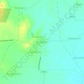 Mappa topografica Sālavākkam, altitudine, rilievo