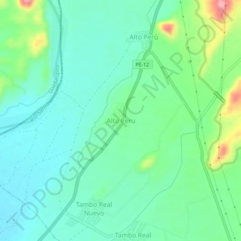 Mappa topografica Alto Peru, altitudine, rilievo