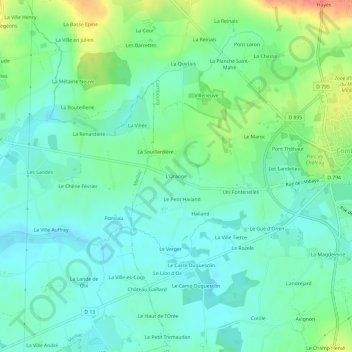 Mappa topografica L'Orange, altitudine, rilievo