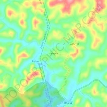 Mappa topografica Santana, altitudine, rilievo