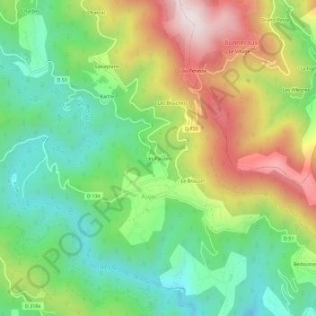 Mappa topografica Les Pauzes, altitudine, rilievo