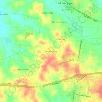 Mappa topografica Pleasant Grove, altitudine, rilievo