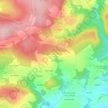 Mappa topografica Lanturec, altitudine, rilievo