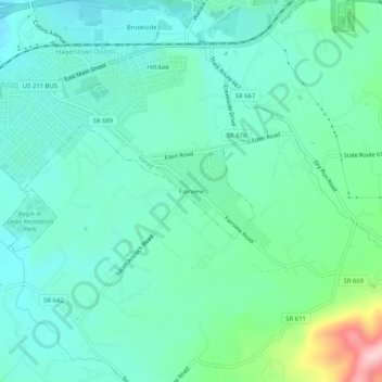 Mappa topografica Fairview, altitudine, rilievo