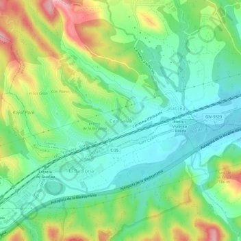 Mappa topografica Can Salvà, altitudine, rilievo