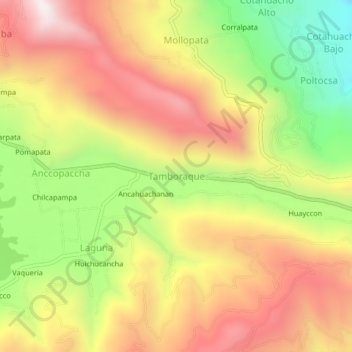 Mappa topografica Tamboraque, altitudine, rilievo