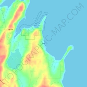 Mappa topografica Lake Bay, altitudine, rilievo