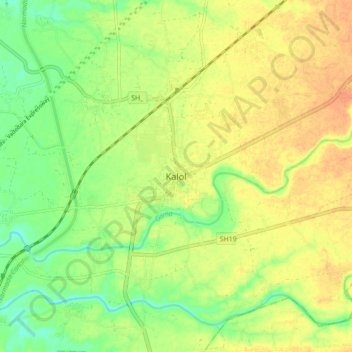 Mappa topografica Kalol, altitudine, rilievo
