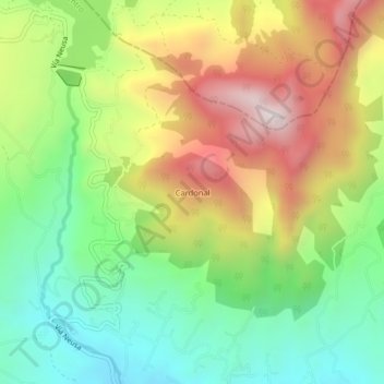 Mappa topografica Cardonal, altitudine, rilievo