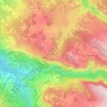 Mappa topografica Contrada Valli, altitudine, rilievo