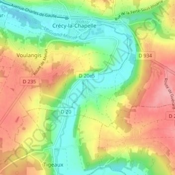 Mappa topografica Serbonne, altitudine, rilievo
