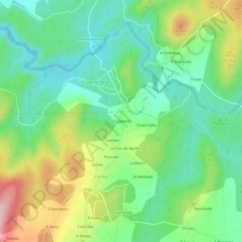 Mappa topografica O Carreiro, altitudine, rilievo