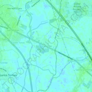 Mappa topografica Balangcas, altitudine, rilievo