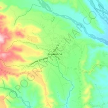 Mappa topografica Tauramena, altitudine, rilievo