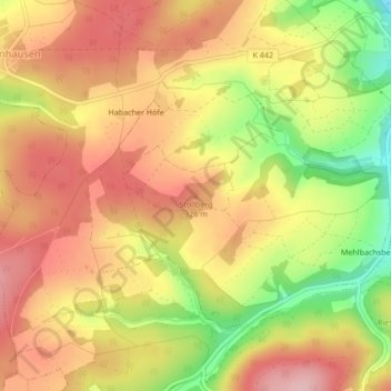 Mappa topografica Stollberg, altitudine, rilievo