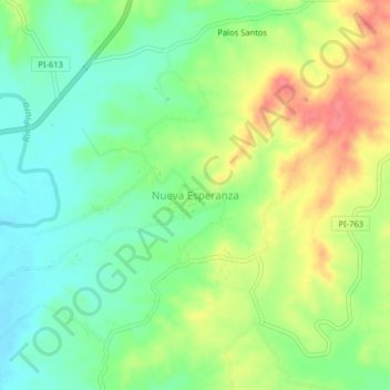 Mappa topografica Nueva Esperanza, altitudine, rilievo