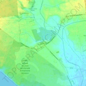 Mappa topografica Acciarella, altitudine, rilievo