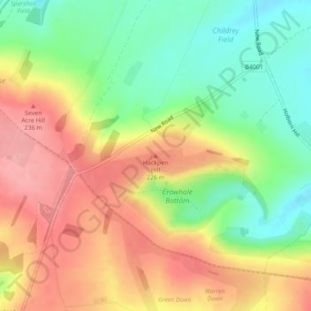 Mappa topografica Hackpen Hill, altitudine, rilievo