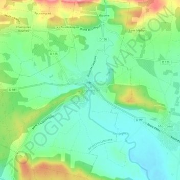 Mappa topografica Serviers, altitudine, rilievo