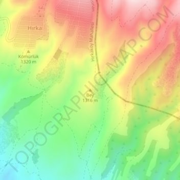 Mappa topografica Bey, altitudine, rilievo
