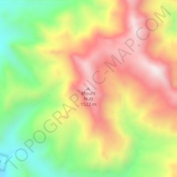 Mappa topografica Mount Nutt, altitudine, rilievo