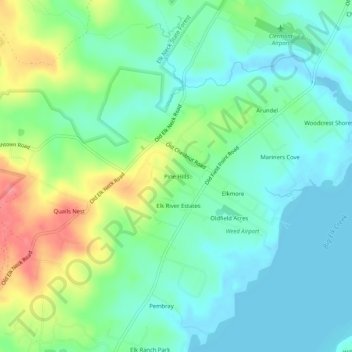 Mappa topografica Pine Hills, altitudine, rilievo