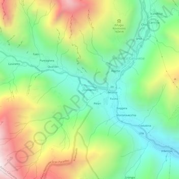 Mappa topografica Convento, altitudine, rilievo