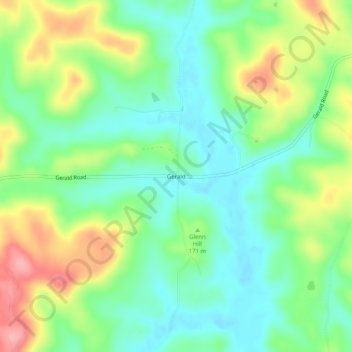 Mappa topografica Gerald, altitudine, rilievo