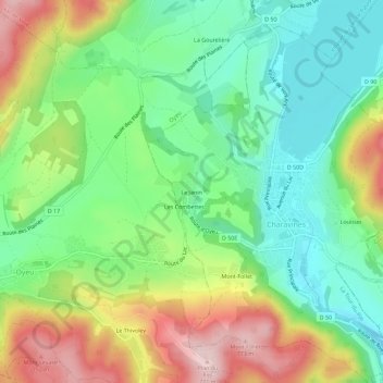 Mappa topografica Le Janin, altitudine, rilievo
