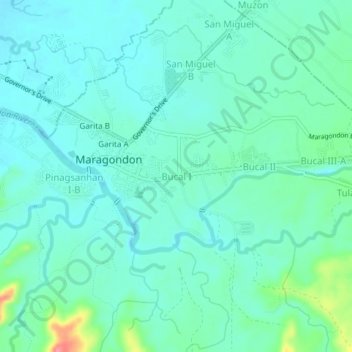 Mappa topografica Bucal I, altitudine, rilievo