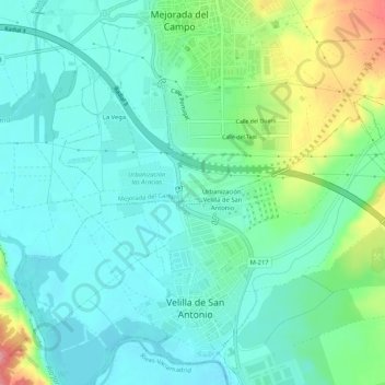 Mappa topografica La Raya de Velilla, altitudine, rilievo