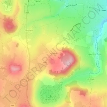Mappa topografica Fourches, altitudine, rilievo