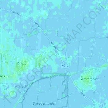 Mappa topografica Oostwoud, altitudine, rilievo