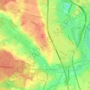 Mappa topografica Taisey, altitudine, rilievo