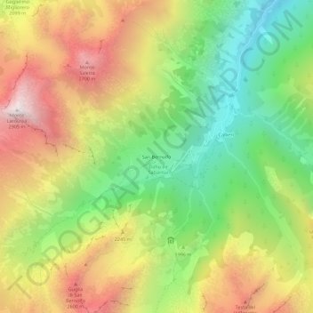 Mappa topografica San Bernolfo, altitudine, rilievo