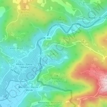 Mappa topografica Kanon, altitudine, rilievo