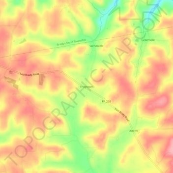 Mappa topografica Frogtown, altitudine, rilievo