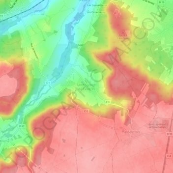 Mappa topografica Saint-Sulpice-de-Favières, altitudine, rilievo
