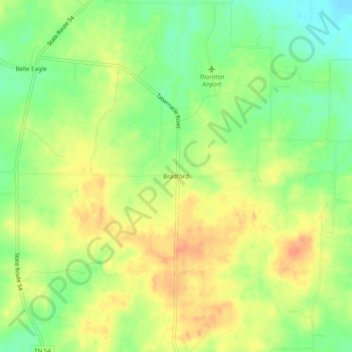 Mappa topografica Bradford, altitudine, rilievo