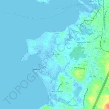 Mappa topografica Silver Beach, altitudine, rilievo