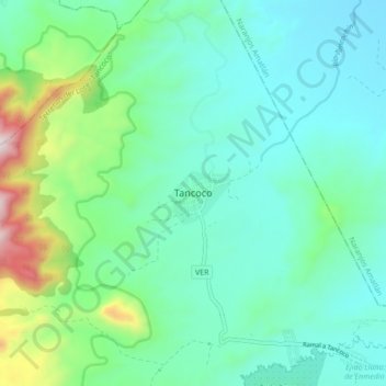 Mappa topografica Tancoco, altitudine, rilievo