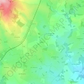 Mappa topografica Fougères, altitudine, rilievo